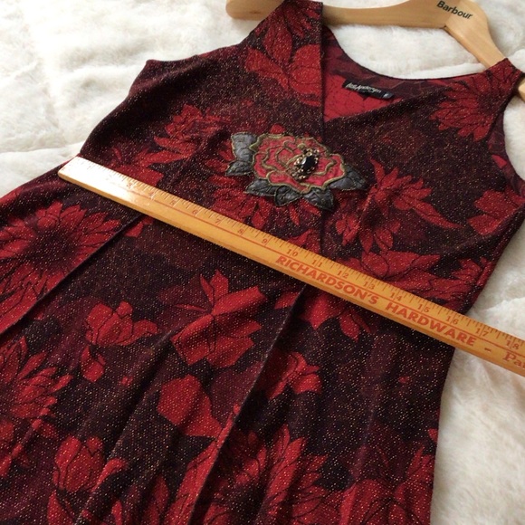 Lee Anderson Floral Red and Black Sleeveless Dress M - Picture 11 of 16